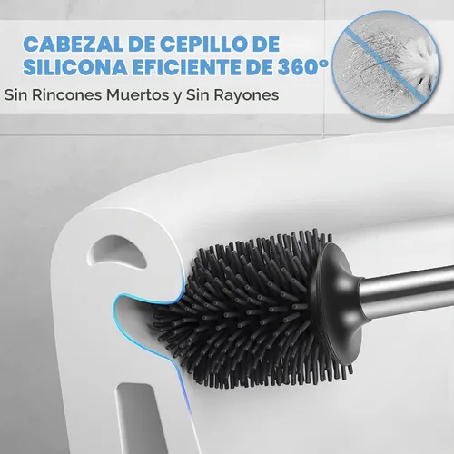 Vista 3 de HAMITOR Juego de 2 cepillos para inodoro: 2 unidades de silicona de acero inoxidable para limpieza profunda de inodoro para baño - Accesorios