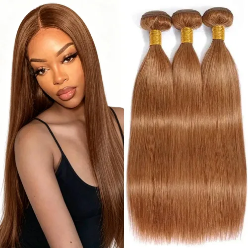 Vista 72 de P4613 Cabello humano rizado onda profunda marrón y paquetes mixtos 8 10 12 P4613 Ombre Marrón-Rubio-DP