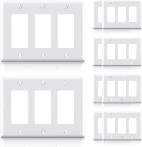 Vista 17 de ELEGRP Placa de pared decorativa para receptáculo, cubiertas decorativas de 1 gang de tamaño mediano, placas frontales de policarbonato irrompibles