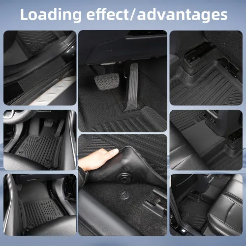 Vista 4 de Alfombrillas actualizadas para Toyota RAV4 2025-2019 y RAV4 Hybrid+placas para umbral de puerta, 9 piezas, revestimientos de suelo TPE + alfombrilla