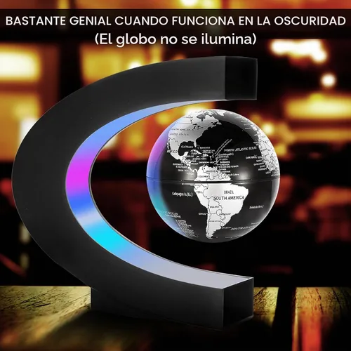 Vista 2 de Gresus - Globo terráqueo magnético flotante con levitación, base en forma de C con luces LED, gran regalo para padres, estudiantes, profesores