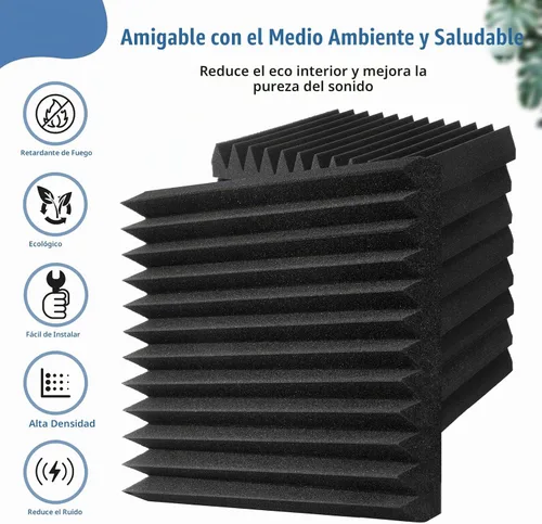 Vista 6 de Paneles acústicos de espuma para paredes, paneles absorbentes de sonido, paneles insonorizados de alta densidad resistentes al fuego para grabación