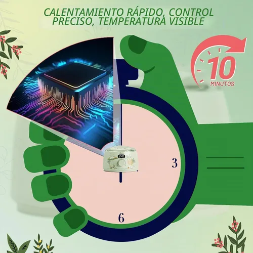 Vista 4 de Ajoura Kit de calentador de cera digital, sistema de depilación de calor Verde