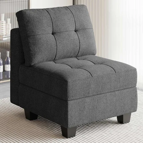 Vista 14 de Belffin Sofá modular modular con otomana de almacenamiento, sofá moderno en forma de L de tela con diván para espacios pequeños, azul