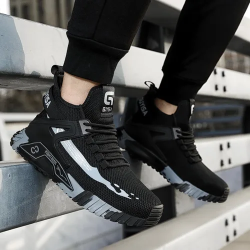 Vista 6 de WOWSTICK Zapatillas de deporte ligeras del dedo del pie de la seguridad del trabajo, zapatos ligeros respirables durables