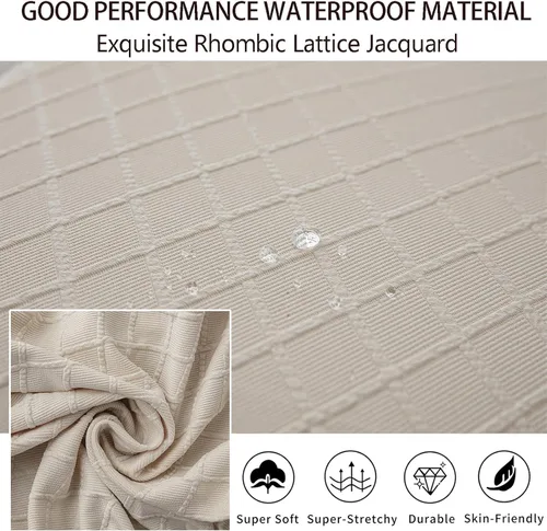 Vista 4 de Juego de 2 fundas de jacquard para silla, elásticas, impermeables, escandinavas, para sillas de comedor, lavables, modernas, fundas de asiento