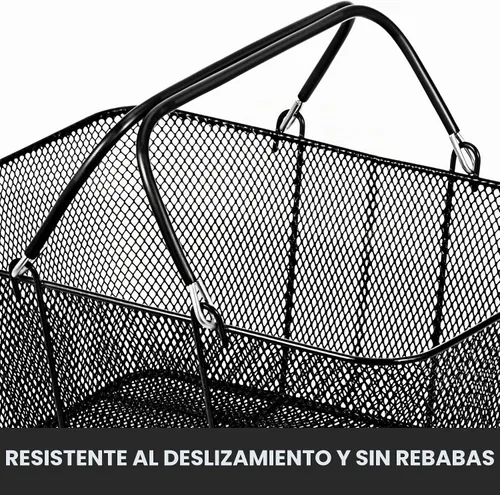 Vista 3 de Mophorn Cestas de compras con asas, cesta de compras de metal negro, cesta de compras de alambre portátil, cesta de compras de malla de alambre