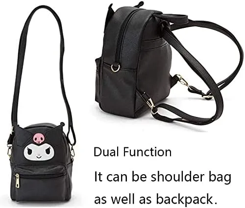 Vista 3 de ALORVE Bolsa de dibujos animados de anime bolsa de hombro para cosplay mochila de poliuretano para niños y niñas fanáticos Negro