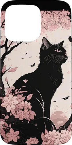 Vista 31 de Cute Pink Japanese Cherry Blossom Cat Aesthetic Case for iPhone 16