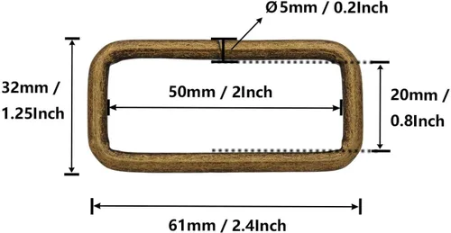 Vista 4 de Wuuycoky Bronze Rectangle Rings Loop Ring No Welded for Strap Webbing Belts Buckle