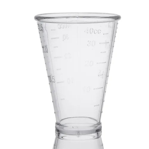 Vista 5 de uxcell 2 unids doble claro Jigger plástico medida taza para bar fiesta cocina herramienta 1.4 fl oz/0.7 fl oz
