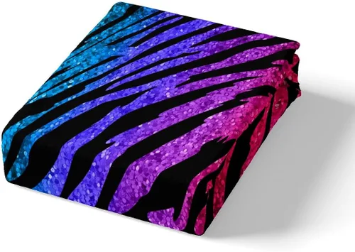 Vista 5 de Manfei Juego de sábanas con estampado de cebra, tamaño individual, con estampado de animales y arcoíris, para decoración de habitación de niños