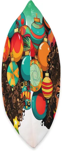 Vista 2 de Black women Christmas ornament melanin curly hair Melanin Christmas Queen Xmas Black Girl Magic Ornament - Almohada de 16 x 16 pulgadas, multicolor
