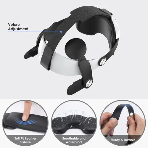 Vista 4 de YOGES Head Strap Compatible with Quest 2, Super Soft Foam and Skin-Friendly PU Surface, Lightweight and Adjustable Accessories for Adults and Child