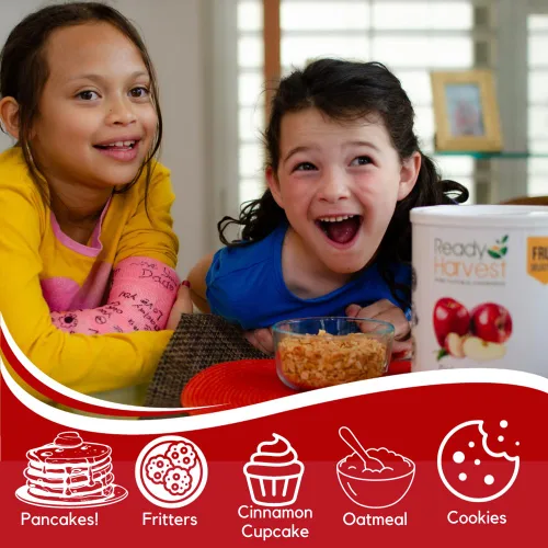 Vista 4 de Ready Harvest Alimentos deshidratados - Chips de manzana Alimentos de emergencia Kits de campamento y supervivencia Lata #10 Vida útil de 25