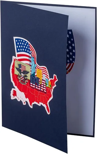 Vista 6 de Rykamia Blank USA Pop Up Card, Regalo de ciudadanía estadounidense, Regalo para un nuevo ciudadano estadounidense, Felicitaciones por convertirse