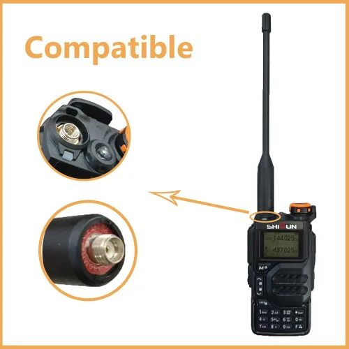 Vista 5 de UVK5 Antena original de doble banda de alta ganancia SM-Hembra Antena 144/430MHz 19cm/7.48inch para UV-K5 Radio de mano GMRS Radio Jamón (10 piezas)