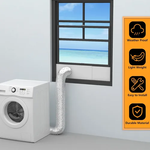 Vista 8 de LBG Products Kit de ventana de ventilación de secadora para manguera de ventilación de secadora de 4 pulgadas de diámetro, kit de placas de sellado