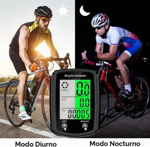 Vista 3 de Computadora de bicicleta y odómetro de bicicleta con cable MPH KM/H Velocímetro de bicicleta con despertador automático de velocidad de ciclismo