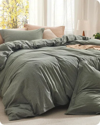 Vista 13 de Bedsure Juego de edredón de tamaño matrimonial, tela de algodón con relleno interior de microfibra, juego de cama suave PureWoven rosa claro
