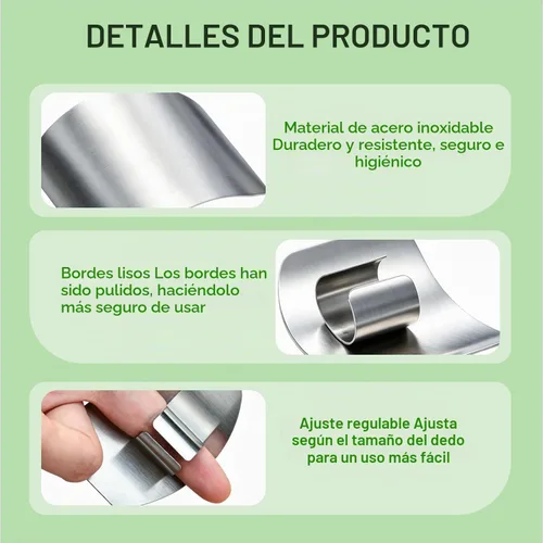 Vista 4 de Protector de dedo de acero inoxidable, protector de dedo ajustable universal protector de dedos, protectores de dedos para cortar alimentos
