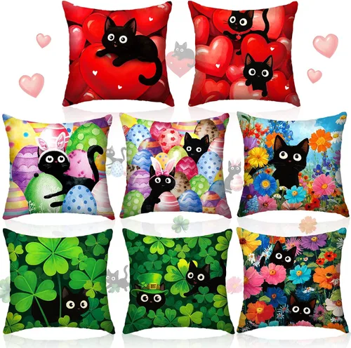 Vista 16 de 8 fundas de almohada de regreso a la escuela, 18 x 18 pulgadas, composición, fundas de almohada para cuadernos, fundas de almohada para el aula