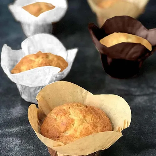 Vista 5 de Kichvoe 100 piezas de papel antiaceite para tartas pequeñas, envoltura de muffins, mini tazas de papel para hornear, magdalenas, taza para hornear