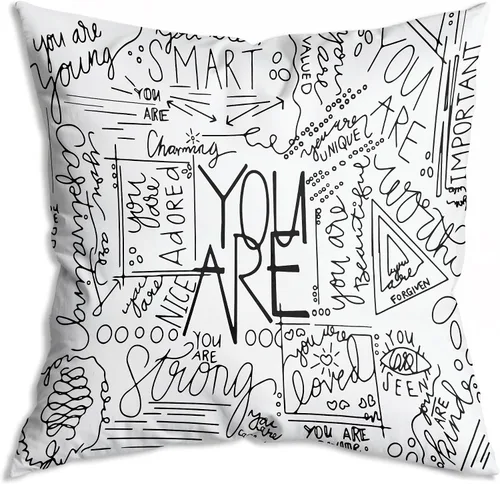 Vista 8 de Funda de Almohada Suave para Decoración con Citas Inspiradoras "Eres Valiente Suficiente Amado", Funda de Almohada y Cojín para Sofá, Sofá Cama