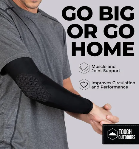 Vista 5 de Tough Outdoors Manga acolchada para el brazo, manga de codo acolchada, manga de brazo de baloncesto, manga para codo de voleibol, almohadilla