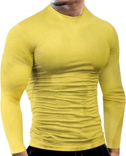 Vista 22 de Camisas de compresión atléticas de manga larga para hombre, capa base, camisa de entrenamiento atlético, camisas de compresión, camisetas deportivas
