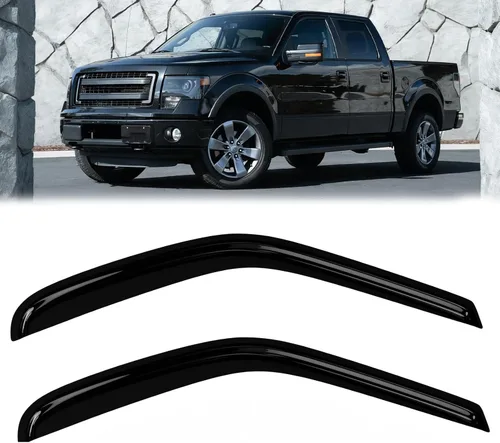 Vista 110 de Protectores de lluvia de ventana para Ford F150 SuperCab 2004-2014 2 piezas deflector de ventana para 09-14 F-150 con 2 puertas delanteras