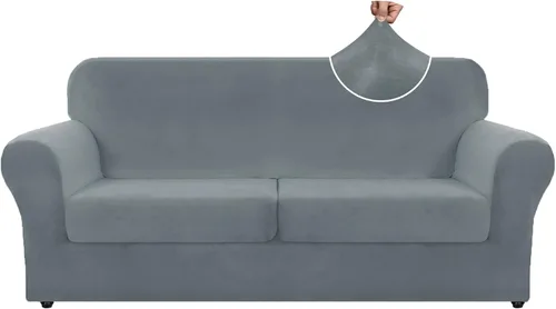 Vista 86 de ZNSAYOTX Fundas elásticas para silla de terciopelo de lujo con brazo, 2 piezas, para sala de estar, funda gruesa y suave, antideslizante, protector