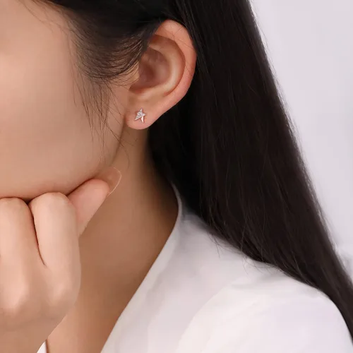 Vista 7 de Meissa Aretes de bola de rosca para mujer, plata de ley 925, delicados y bonitos aretes de estrella para múltiples piercings