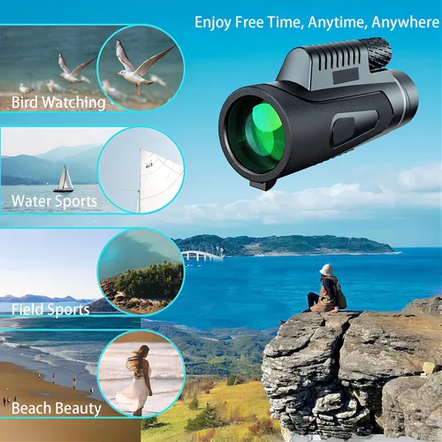Vista 6 de Monocular Telescope for Smartphone,12X50 Hd Monoculars for Adults High Powered with Tripod for Bird Watching Camping Hunting,A