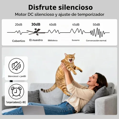 Vista 6 de cumilo Ventiladores de techo inteligentes de 52 pulgadas con control remoto de luces, motor de CC silencioso, ventilador de techo moderno