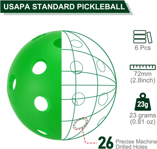 Vista 2 de PATIKIL Bolas de pickleball al aire libre, con agujeros, bolas de pickleball para aficionados, deportes en interiores y exteriores, Pasto verde