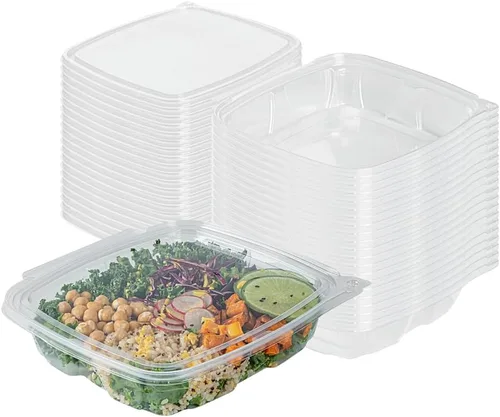 Vista 21 de Restaurantware Tamper Tek - Recipientes rectangulares para llevar de 11 onzas, 100 recipientes duraderos de plástico transparente congelable a