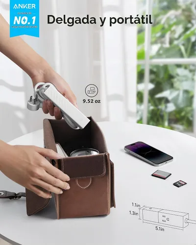 Vista 2 de [Usado] Anker Regleta de alimentación 511 con USB C, para viajes, 2 tomas de corriente y 3 puertos USB, cable de extensión suave de 5 pies, entrega