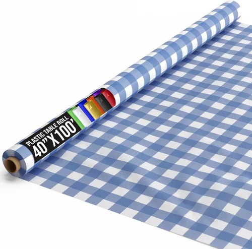 Vista 87 de Exquisito rollo de mantel de mesa de plástico aqua de Party Solids 4 piezas 40" X 300' Rollo de mantel de mesa de plástico - Rollos de mantel
