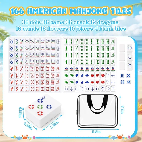 Vista 3 de Juego flotante americano Mahjong Set 166 Pcs Mahjong Juego Pool