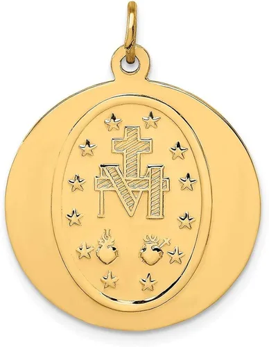 Vista 4 de Medalla milagrosa redonda grande pulidasatinada de 14 quilates, 1.083in, 0.837in, estilo XR1774, Metal, no conocido