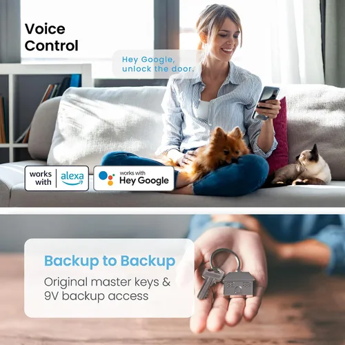 Vista 7 de Lockly Secure Pro Smart Lock Wi-Fi, cerradura de puerta digital de entrada sin llave, sensor de huellas dactilares biométrico 3D, cerradura