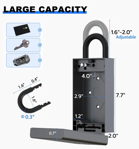 Vista 6 de Caja de seguridad inteligente con aplicación de huellas dactilares, Bluetooth eLinkSmart con código digital, resistente a la intemperie para montaje
