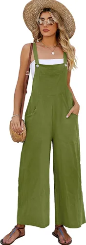 Vista 6 de Kissonic Overol holgado con pechera para mujer, estilo casual, holgado, pierna ancha, con bolsillos Azul marino