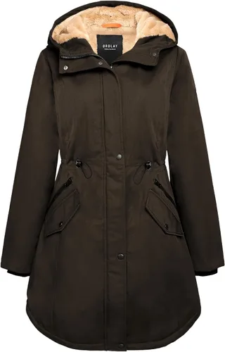 Vista 15 de Orolay Chaqueta de invierno con capucha para mujer, tipo parka, forrada de polar grueso, con bolsillos Beige
