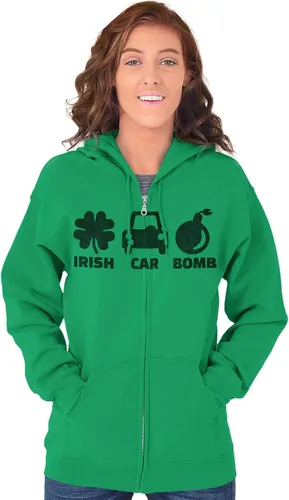 Vista 5 de Irish Car Bomb Drunk St Patrick's Day Zip Up Hoodie Mens Womens