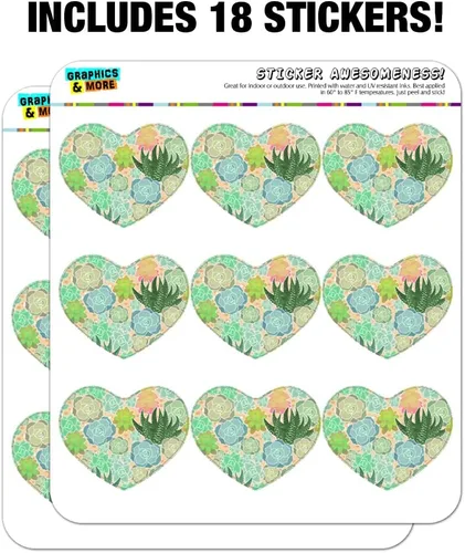 Vista 3 de Suculenta Cactus Aloe Plantas Patrón de Corazón en Forma de Planificador Calendario Scrapbook Craft Pegatinas