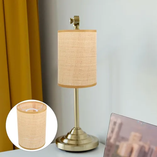 Vista 6 de Angoily Pantalla de lámpara de ratán tejida para lámparas de pie de mesa, pantalla de tambor rústica para decoración del hogar, accesorio
