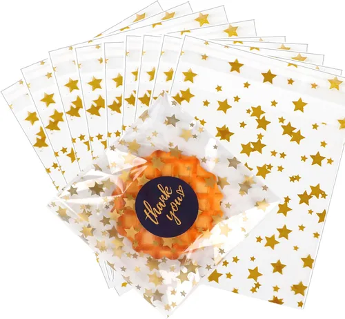 Vista 46 de 100 bolsas de regalo con estampado de estrellas de 3 x 5 pulgadas, bolsas de regalo de celofán, bolsas de regalo de celofán, bolsas de regalo
