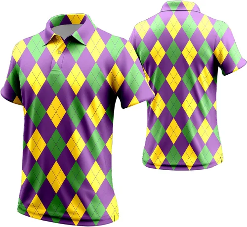 Vista 9 de Camisa de golf de los años 80 para hombre, ajuste seco, manga corta, estampada, divertidas, camisas de golf de los años 90 para hombre
